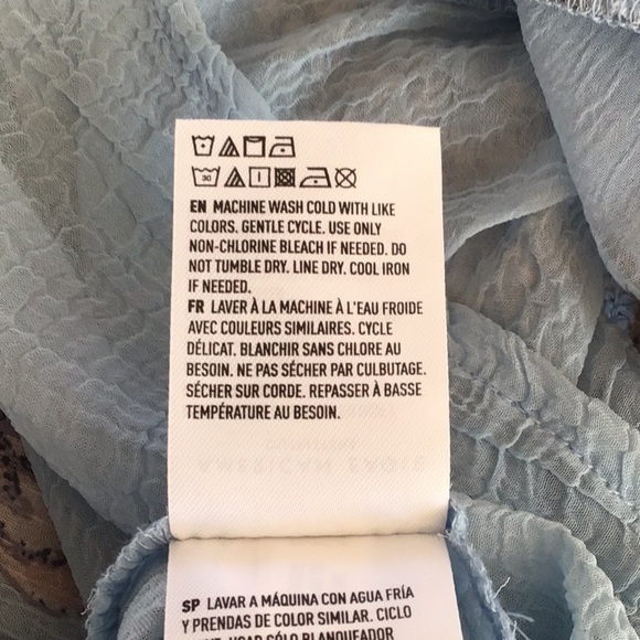 AMERICAN EAGLE  shear floral print puff sleeve boho tie back blouse sz s… - Picture 11 of 12